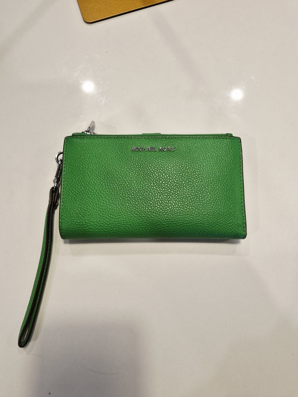 Michael Kors Green Leather Wristlet Wallet